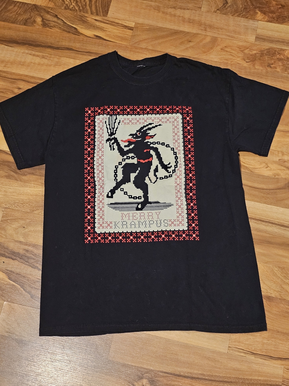 Merry Krampus Black Graphic Holiday T-Shirt